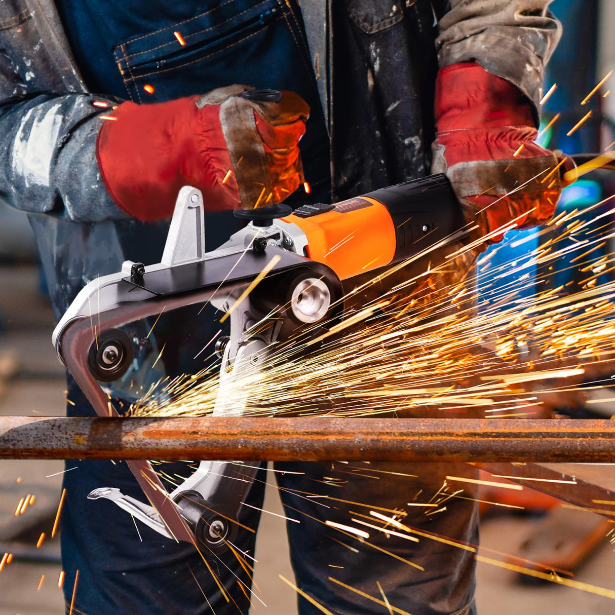 VEVOR Pipe Tube Polisher Sander, 1000W Pipe Belt Sander with 6 Variable Speeds 1100-3200rpm, Professional Belt Sander Grinding Machine with 3PCS VEVOR