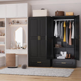 Polup Metal Armoire Wardrobe Closet with Drawer, 71“ Tall Wardrobe with Doors and Shelves, Metal Wardrobes Closet with Hanging Rod, for Bedroom, Black, Assembly Required Polup