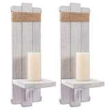 2 PCS Farmhouse Wall Hanging Candle Sconces - Nordic Style Handmade Wooden Wall-Mount Candle Holders Rustic Hanging Wall Sconces for Bedroom Living Room Kitchen Bathroom(Grayish White) Alphatool