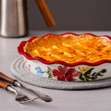 Sagoskat Pie Pan Ceramic Pie Plate, 9 inch Deep Dish Pie Pans, Nonstick Pie Pans for Baking, Red Floral Pie Dish For Kitchen Sagoskat