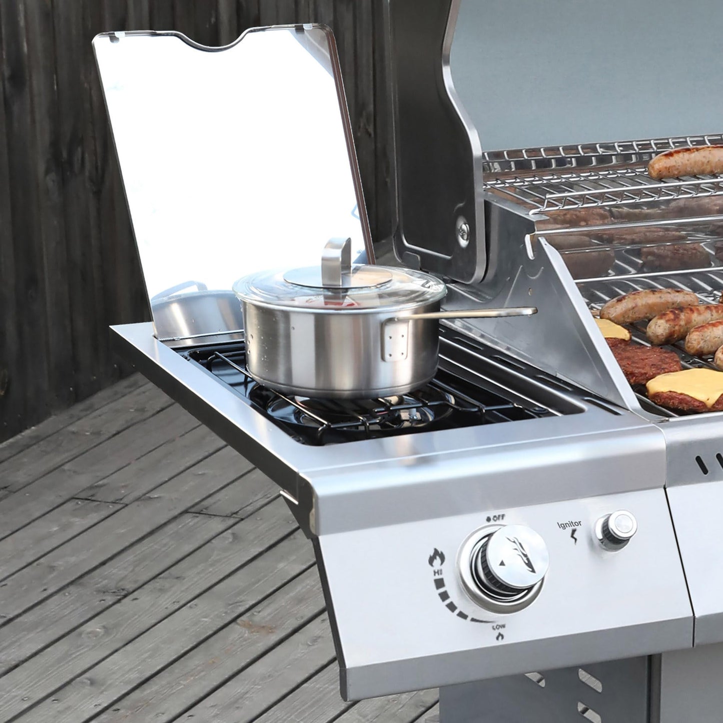 Royal Gourmet GA4402S 4-Burner Propane Gas Grill with Side Burner & Warming Rack, Stainless Steel Gas Grill with 54,000 BTUs Output for Barbecue Grilling & Backyard Cooking, Silver