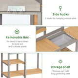 Wooden Potting Bench Table with Sink, Outdoor Garden Table Work Bench with Shelf, Workstation for Outside Patio Lawn SoliWood