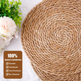 Woven Placemats Set, 12" Round Boho Hand-Woven Rattan Natural Water Hyacinth Placemats, Farmhouse Weave Chargers, Heat Resistant Rustic Braided Wicker for Dining Table,Kitchen,Wedding,Home(Set of 8) See Seattle