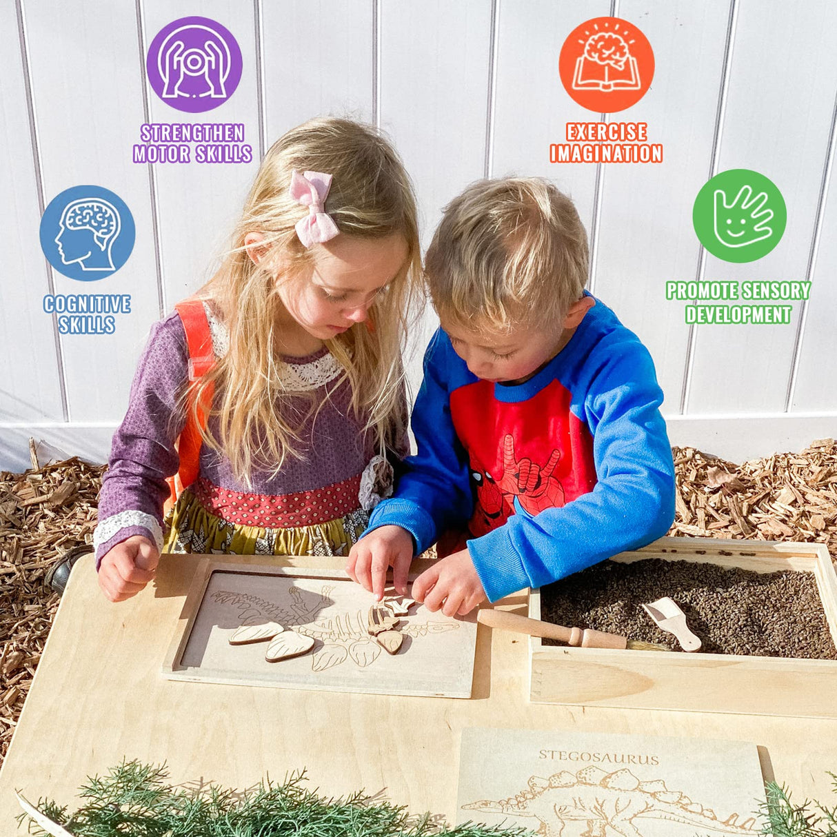 Dinosaur Excavation Archaeology Dig Kit for Kids, Fossil Explore Sensory Bin Toys, Dino Skeletons Bones Puzzle Game, Archaeology Science STEM Toys for Boys and Girls (Stegosaurus) Xylolin