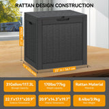 KAMABOKO 31 Gallon Outdoor Storage Box, Resin Deck Boxes Indoor and outdoor, Waterproof Storage Box Lockable Lid for Garden Tools, Package Delivery, Pool Supplies, Patio Cushions, Black KAMABOKO