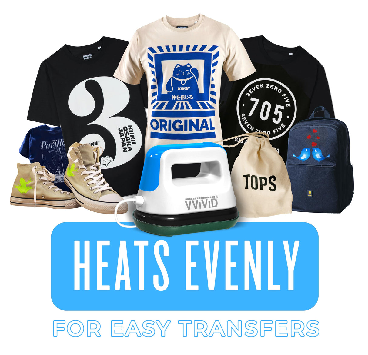 VViViD Compact Heat Press Machine for HTV Projects, DIY T-Shirts, Clothes, Portable, Lightweight VViViD