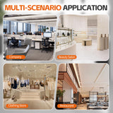 PAKASEPT Reception Desk with LED Lights, 55-Inch Front Counter Table with Lockable Drawer & Glass Display Shelf, Reception Room Table with Cable Grommet for Checkout, Lobby, Beauty Salon PAKASEPT