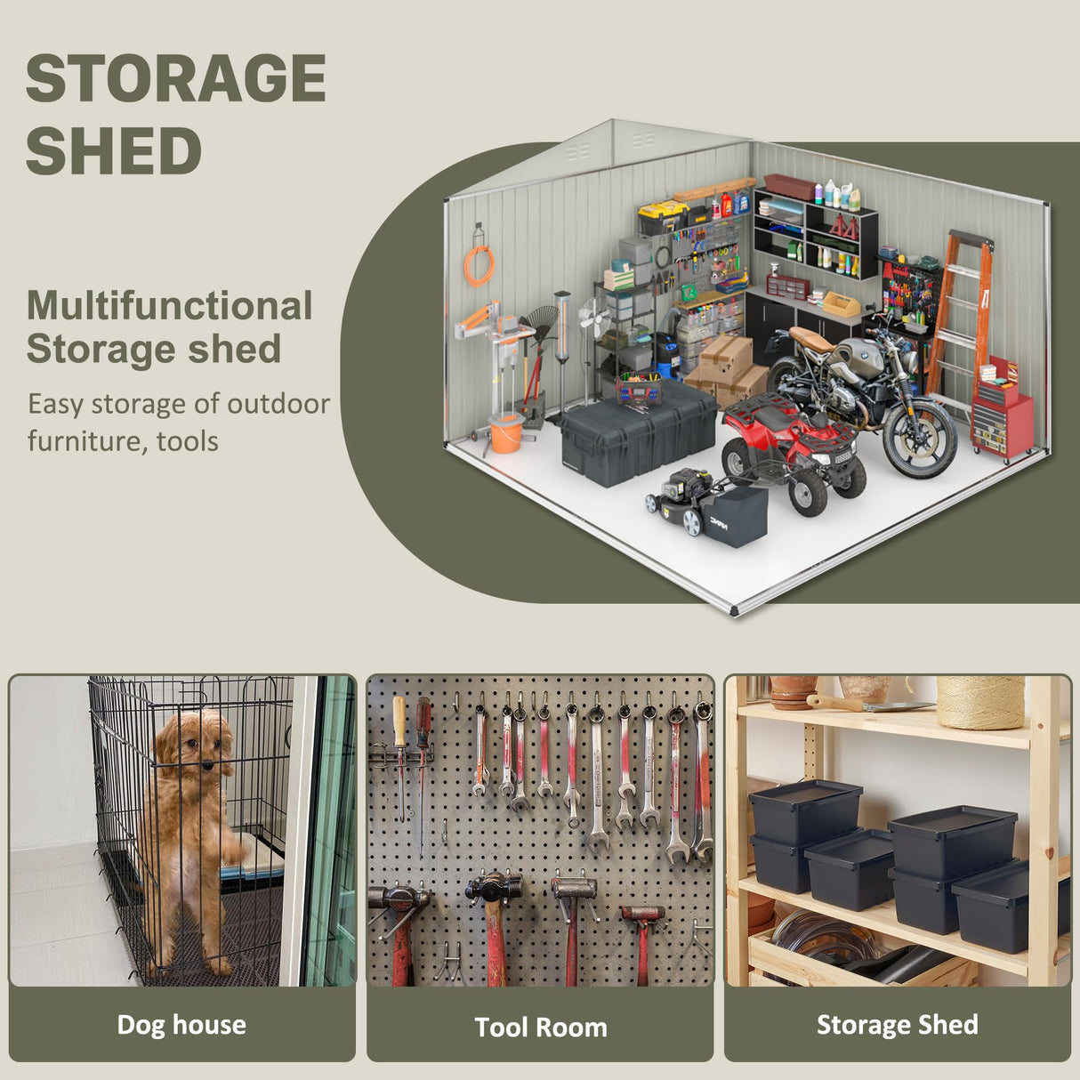 Polar Aurora 12x18 FT Outdoor Storage Shed, Garden Shed with Updated Frame Structure and Lockable Doors, Metal Tool Sheds for Backyard Garden Patio Lawn,Black Polar Aurora