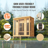 VEVOR 3 to 4 Person Far Infrared Wooden Sauna, Room Home Sauna Spa, Low EMF Far Infrared Hemlock Wood Sauna with Tempered Glass Door & Bluetooth Speakers & Chromotherapy Lights, 2580W Indoor VEVOR
