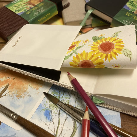 tumuarta Watercolor Journal, 3.5x5.5”, 140 LB, 300 GSM, Cotton Paper, Cold Press, 24 Sheets, 48 Pages, Watercolor Sketchbooks for Use As Travel Notebook Mixed Media Pad On The Go tumuarta
