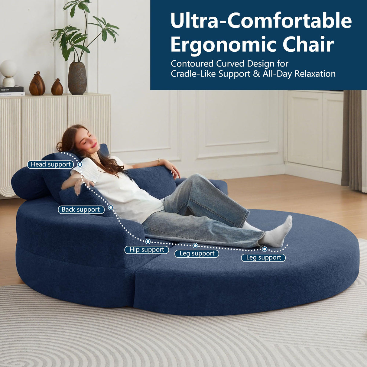 Mofolit 71" Boneless Couch Loveseat Folding Sofa Bed Convertible Floor Couch for Living Room,Sleeper for Guest Room,Apartment,Loft & Home Office. (1, Blue, 71") Mofolit