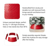 Glitzhome 40.5" D Christmas Red Hammered Metal Tree Collar, Decorative Tree Stand Cover Tree Ring for Christmas Decor Glitzhome