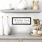 Personalized Framed Wooden Family Name Sign | Last Name Wall Decor for Home | Personalized Wedding Gifts For Couples | Last Name Signs Personalized (8" x 24", Black Frame, White Background) MRC Wood Products