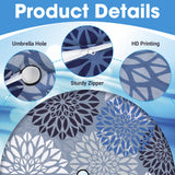 Asxhif Outdoor Picnic Fitted Tablecloth with a Hole and Zipper,Waterproof Patio Table Covers,Elastic Camping Zippered Tablecloth for Picnic, Camping, Dinner,Fit 36"-44"(Round Flower) Asxhif