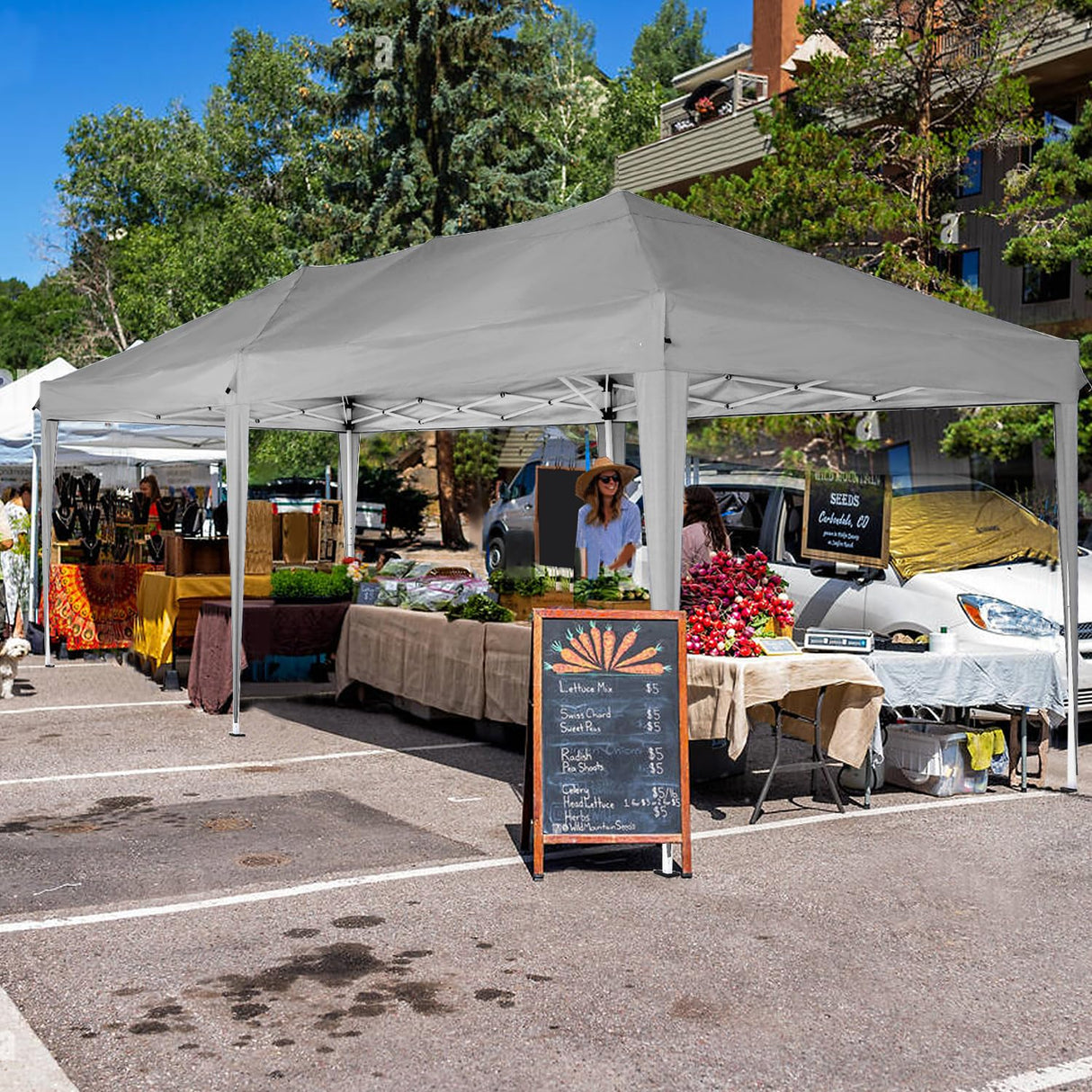 COBIZI 10x20 Pop Up Canopy Tent with 6 Sidewalls Tents for Parties Waterproof Camping Canopy Ez Up Party Tent Outdoor Portable Gazebo for Backyard Commercial Event Tent, Grey COBIZI