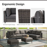 LAUSAINT HOME 8 Piece Outdoor Sectional Sofa PE Rattan Patio Conversation Sets, All Weather Patio Furniture Set with Thick Cushions for Garden, Poolside, Backyard (Grey) LAUSAINT HOME