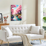 JOOZ Landscape Paint by Numbers Kit for Adults Framed Cherry Blossom Paint by Number with Easel Bridge Adult Paint by Number Kits Lake Scenery Oil Painting Kits for Gift Home Wall Decor 8x12 Inch JOOZ