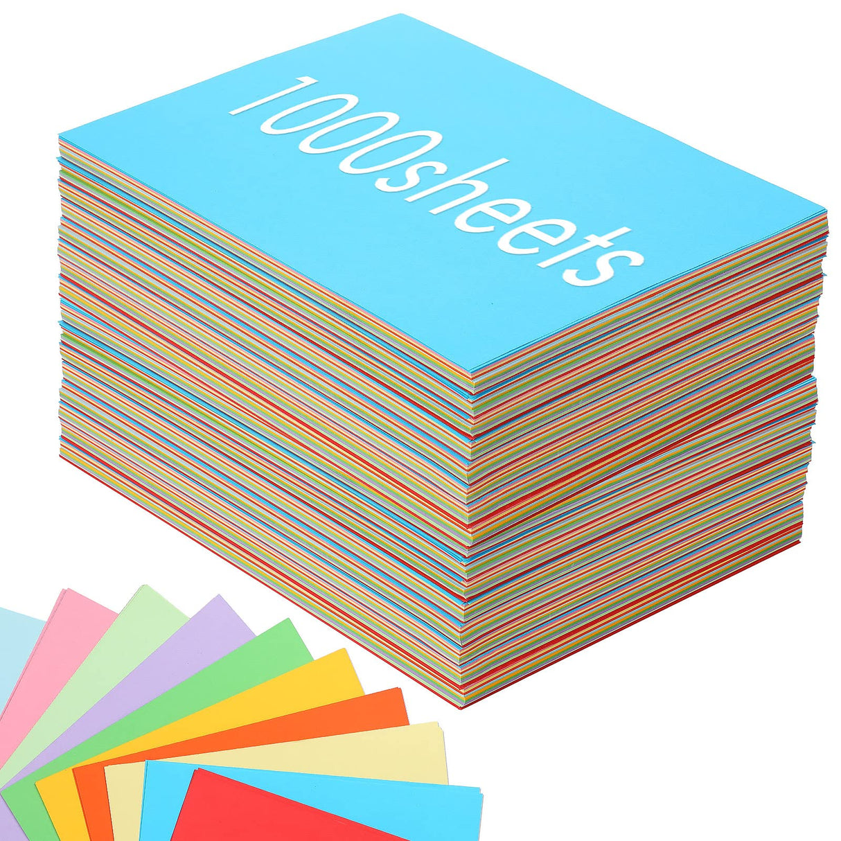 Sherr Construction Colored Paper Cardstock Bulk, A4 9" x 12", 1000 Sheets, Heavyweight Craft Printer Paper for Kids Bulk School Supplies Art(Rainbow Color) Sherr