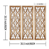 XIAOAIKA Carved Wood, 35.5 inch Hand Carving on Wood, Antique Distressed Wood Panels Decorative Sculpture Hanging Wall Décor, Elegant Wood Wall Art Plaque (3 Panels) XIAOAIKA