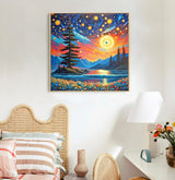 Framed Paint by Numbers Kit for Adults Beginners & Kids Ages 8-12, Starry Night Acrylic Easy Paint by Number with Frame, Watercolor Paint by Number Kits on Canvas Framed (10 * 10 Inch, without Easel) Offito