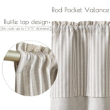jinchan Linen Valance Curtain Striped Valance for Windows 18 Inch Blackout Kitchen Curtain Farmhouse Double Layer for Living Room Ticking Rod Pocket 1 Panel Taupe Grey on Linen jinchan