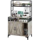 Garvee Cat Litter Box Enclosure,Hidden Litter Box Furniture with Open Shelf & Compartments, Metal Frame Indoor Cat House Furniture Cabinet for Most of Litter Box, Grey Garvee