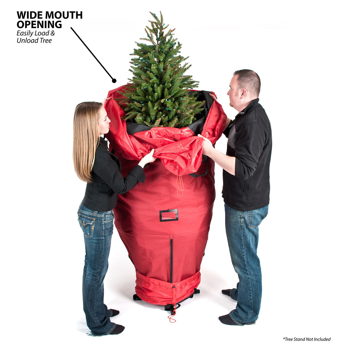 [Red Upright Tree Storage Bag] - 9 Foot Christmas Tree Storage Bag | Store Your Artificial Trees up to 9 Feet Tall - Keep Your Fake Tree Assembled | Hides Under Tree Skirt When Your Tree Is in Use Santa's Bags