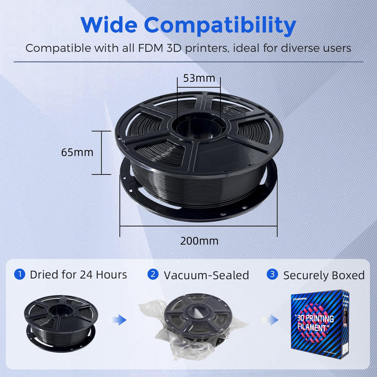 FLASHFORGE PETG Pro Filament 1.75mm Black, 3D Printer Filament 1kg (2.2lbs) Spool, Dimensional Accuracy +/- 0.02mm, 3D Printing Filament for Various Mechanical Parts, Waterproof Parts FLASHFORGE