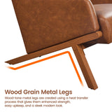 Yaheetech Brown Accent Chair, PU Leather Armchair High Wide Backrest, Oversized Recliner Chair Thick Seat Cushion for Office Reception Room Reading Nook, Brown Yaheetech