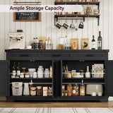 usikey Buffet Cabinet, 63” Large Sideboard Buffet Storage Cabinet with 3 Drawers, Farmhouse Coffee Bar with 4 Doors, for Kitchen, Living Room, Black usikey