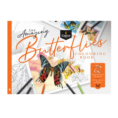 Castle Arts Butterflies Colouring Book | 72 Amazing Beauties Curated by in-House Artists with Colour Reference Guide | No Show-Through Artist Grade Paper | Collectable Landscape A4 Size (Butterflies) Castle Art Supplies