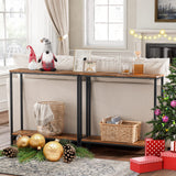 HOOBRO 29.5 Inches Narrow Console Table, Small Sofa Table, Entryway Table with Shelves, Side Table, Display Table, for Hallway, Bedroom, Foyer, Living Room, Rustic Brown and Black BF22XG01 HOOBRO