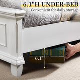 YUMPIE Farmhouse King Size Wood Bed Frame with Headboard and Footboard, No Box Spring Needed, Rustic Platform Bed with 12 Wood Slats Support, Distressed White YUMPIE