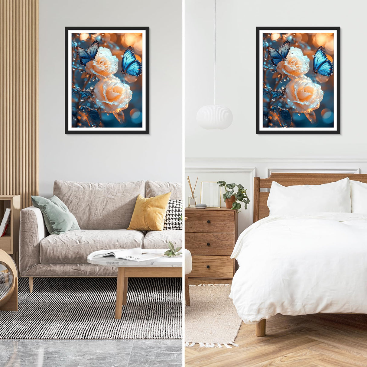 NEWENMO Rose Diamonds Painting Kits for Adults Beginner DIY 5D Flowers Diamond Art Paint with Round Diamonds, Full Drill Gem Art Butterfly Diamonds Painting for Craft Home Wall Decor 12x16Inch NEWENMO