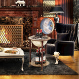 LDAILY Globe Bar, 17.5’’ Wood Antique Wine Bar Stand with Wheels, Bottom Shelf & Old World Map, 16 Century Italian Replica Globe Bar Liquor Cabinet, Large Capacity Bar Cart for Home, Restaurant, Party LDAILY