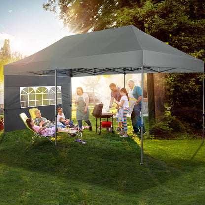 COBIZI 10x20 Pop up Canopy Tent Heavy Duty with 6 Sidewalls, Easy Set-up Commercial Outdoor Party Tent, 100% Waterproof Wedding Tent Gazebo, 3 Height Adjustable with Wheeled Bag,Gray