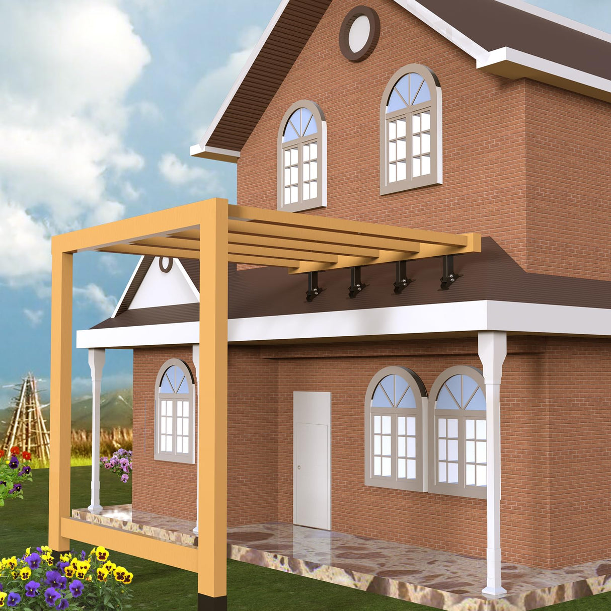 3Pack Heavy Duty Adjustable Pergola Roof Riser Beam Brackets Hardware Kit for Patio Cover, Fit Wood Beam GOOCORREC