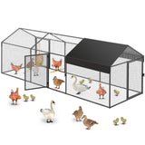 Large Metal Chicken Coop 120"×40"×40" Heavy Duty Chicken Run Hen House with Waterproof Anti-UV Cover for Outdoor Chicken Pens with Chicken Swing LEADONELNTL