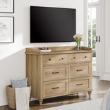 WAMPAT Kids Dresser for Bedroom with 6 Drawers, Oak Baby Dresser with Wide Chest of Drawers, Farmhouse Kids Closet Storage Organizer, Wood Dressers for Living Room, Nursery, Hallway WAMPAT