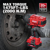 Alloyman Cordless Impact Wrench, 1475Ft-lbs (2000N.m) 1/2 High Torque Brushless Impact Gun, 20V Power Impact Driver, 4000mAh Battery,3 Sockets, Brushless Motor Variable Speeds for Car/Truck RV/Mower Alloyman