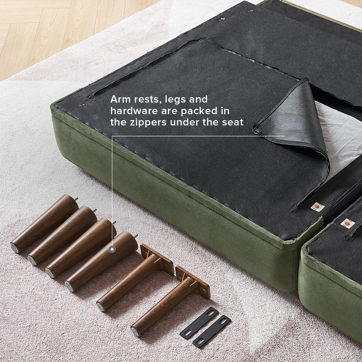 mopio Futon Sofa Bed, Couch, Small Sofa, Sleeper Sofa, Loveseat, Mid Century Modern Futon Couch, Sofa Cama, Couches for Living Room (Olive Green Premium Velvet) mopio