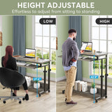 Tribesigns Portable Desk for Sofa and Bed, Height Adjustable Mobile Laptop Table Small Standing Desk Rolling Computer Cart with Keyboard Tray on Wheels for Home Office (Grey) Tribesigns
