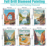 ARPADAMO 6 Pack National Park Diamond Kits for Adults,5D Diamond Painting DIY Landscape Diamond Art Diamond Painting Art Kits for Adult,Round Full Drill Diamonds, Diamond Art for Home Decor-12x16inch ARPADAMO