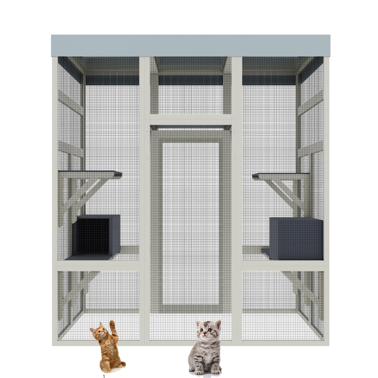 70” Catio Outdoor Cat Enclosure, Large Wood Cats House, Catio Window Cat Enclosure, Jumping Platform & 2 Napping Resting Box CuisinSmart