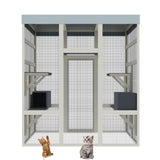 70” Catio Outdoor Cat Enclosure, Large Wood Cats House, Catio Window Cat Enclosure, Jumping Platform & 2 Napping Resting Box CuisinSmart