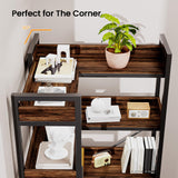 GRUSIGN 5-Tier Corner Bookshelf - Modern Tall Corner Bookcase with Sturdy Metal Frame, Large Storage L Shaped Bookshelf for Living Room/Home Office/Bedroom, Space-Saving Design, Rustic Brown GRUSIGN