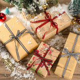 Chuangdi 4 Rolls 200 Yards Christmas Buffalo Plaid Checkered Ribbon Black White and Red Gingham Ribbon 3/8 Inch Wide Edge for DIY Crafts, Present Wrapping, Hair Bows, Holiday Decoration Chuangdi