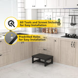 Step Stools for Adults Kids, Sturdy Wooden Stepping Stools with 450LB Capacity, Anti-Slip Bed Steps Stool for High Beds, Foot Stool One Step Stool for Kitchen Bathroom Bedroom, Black STAFOPO