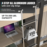 Marudina 61.5" Pre-Assembled Bunk Ladder, Adjustable 3 Levels of Height, Aluminum RV Bunk Bed Ladder with 4 Anti-Slip Steps, Non-Slip Feet, 2 Fixing Methods Marudina