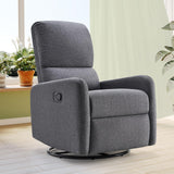 Jocisland Swivel Rocker Recliner Chair for Adults, Nursery Rocking Reclining with High Back, Small Glider for Small Spaces/Living Room/Bedroom/Nursing, Gray Linen Jocisland